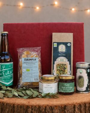 Idea regalo con prodotti biologici - birra euka - caramelle - oro euka miele balsamico - miele di eucalipto - mix di aromi - tisana natura in tazza – Oligea Deluxe