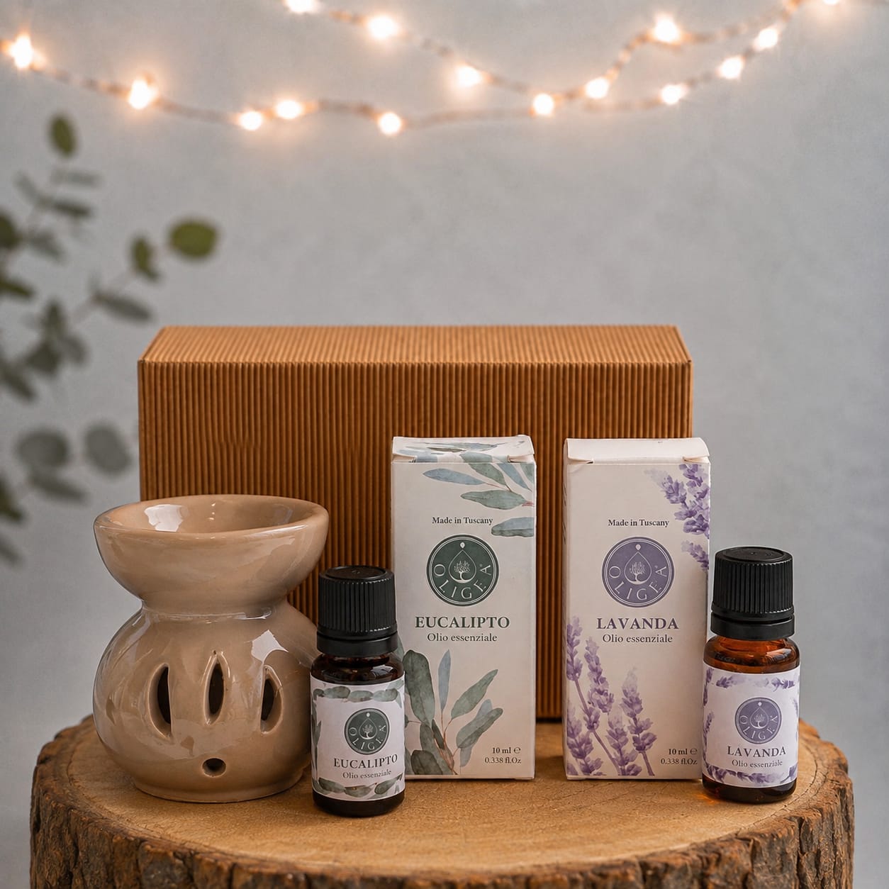 Idea Regalo Personalizzabile - Kit Oli Essenziali di Lavanda e Eucalipto per Aromaterapia con Diffusore – Oligea