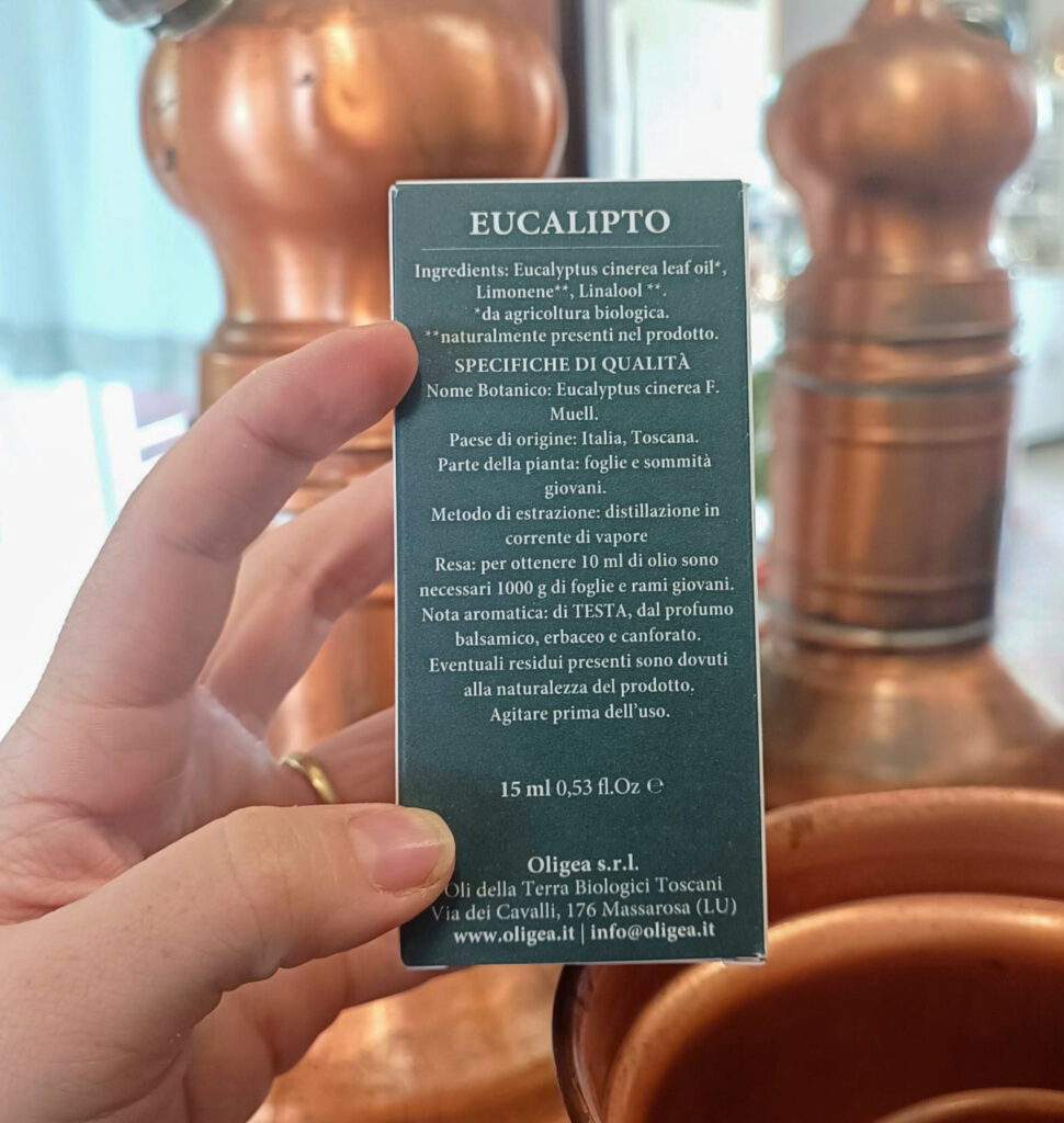 Etichetta qualità olio essenziale di eucalipto biologico oligea oli essenziali professionali
