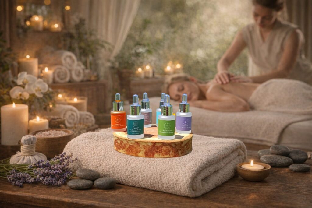 Oli Essenziali Professionali Biologici per Operatori del Benessere Oligea oli essenziali per massaggi e riflessologia in centro estetico e spa