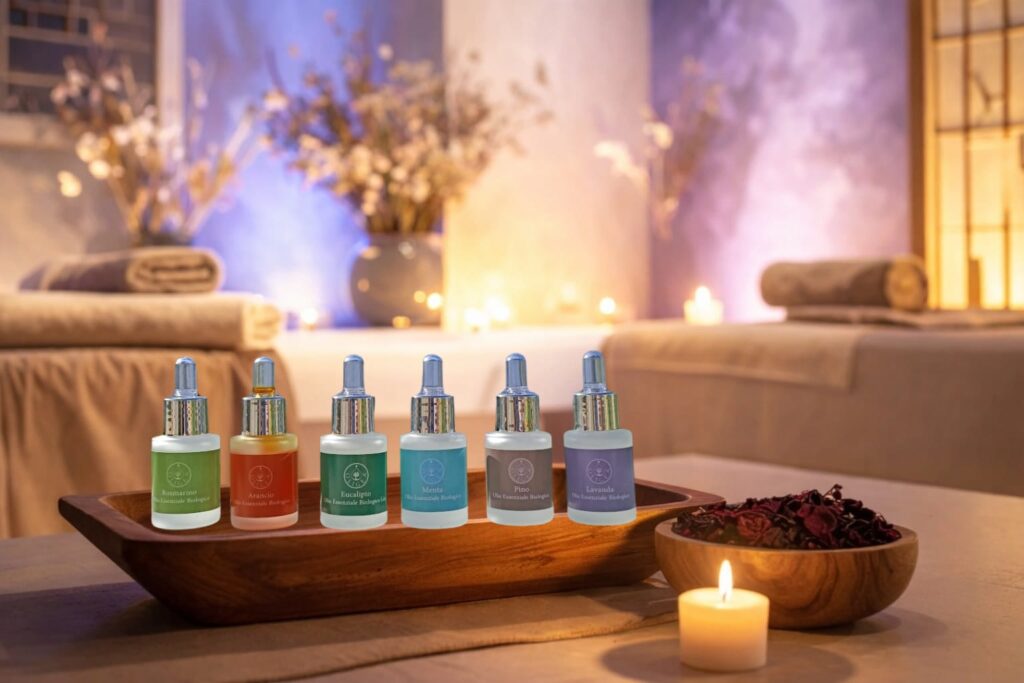 Oli Essenziali Professionali Biologici per Operatori del Benessere Oligea oli essenziali per massaggi e riflessologia in centro estetico e spa