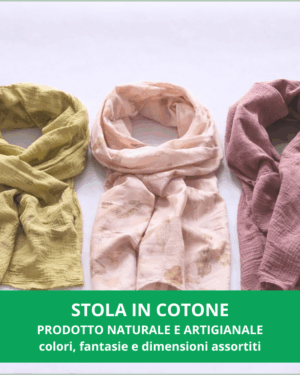 Stola in cotone con stampa botanica e tintura naturale