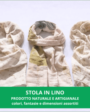 Stola in lino con stampa botanica e tintura naturale
