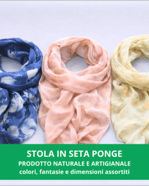 Stola in seta ponge con stampa botanica e tintura naturale