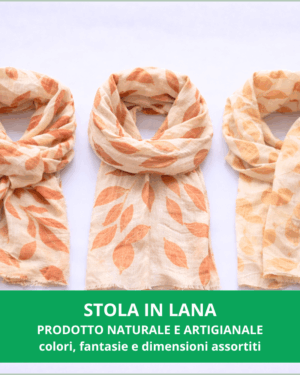 Stola in lana con stampa botanica